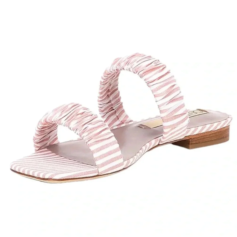 Deltan Sandal Cora Stripe Print Two Band Slides Size 7 NWT